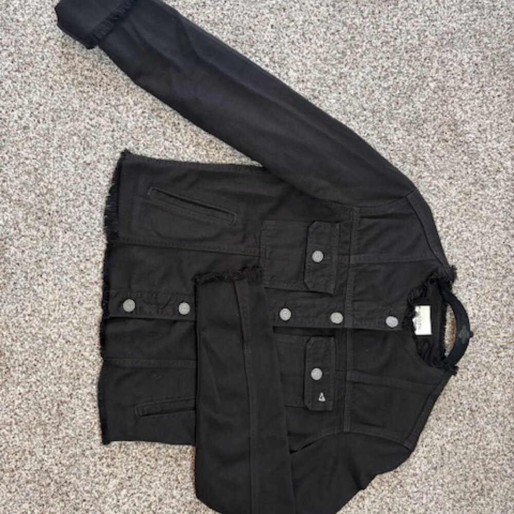 HIDDEN Black Jean Jacket with frayed edges size Small - Picture 2 of 2